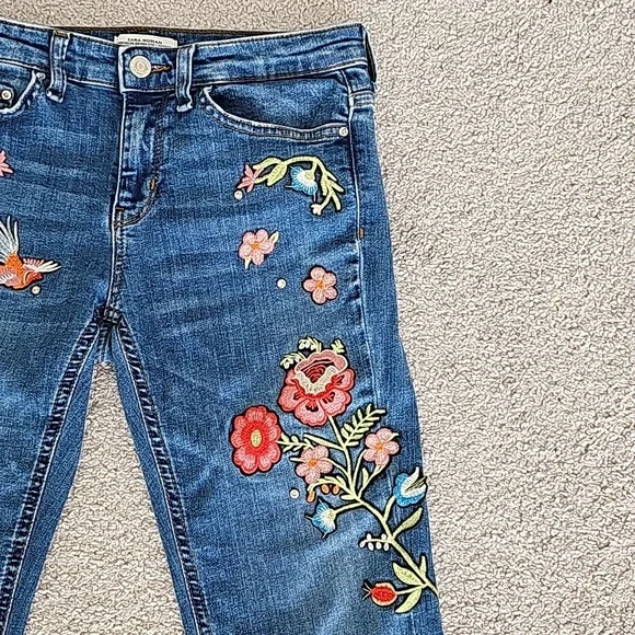 Zara women's floral boot cut jeans - Picture 3 of 12